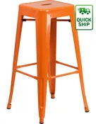 Backless Metal Bar Stool With Square Seat - Indoor & Outdoor