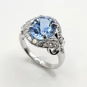 Blue Topaz and White Sapphire Sterling Silver Ring — Gallery of Gems & Minerals