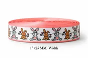 1" (25mm) Grosgrain Ribbon - Some Bunny Loves You Leopard Bunny Animal Print with Hearts - Yardage for DIY Hair Bows, Easter, Valentines, Spring Crafts
