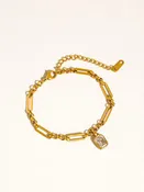 18K Gold Dipped Charm Link Bracelet