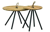 Alfresco Home Elle Belt Teak Top Coffee Tables - Set of Two