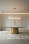 92" long Modern Irregular Kaylee Luxury Dining Table in Brass