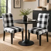 Black & White Buffalo Check Dining Chair Slipcovers – Set of 2 – Compatible with IKEA Henriksdal (USA/CAN Size)