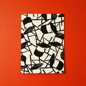 musical chairs - single linoleum print on ivory