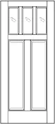 Exterior 2 Panel Solid Wood Door with 3 Glass Panes