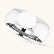 14K White Gold Ring Comfort-Fit Signet