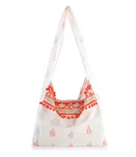 Astra Fabric Hobo Bag- Cream and Cayenne