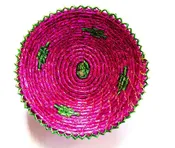 12 in Handwoven Southwestern Basket, Mauve Pink | River Grass