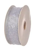 1-1/2" x 50Yds Wired Jupiter Ribbon White/Silver