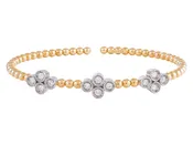14K Two-Tone Gold Bead Cuff Bracelet with 0.80 CTW Diamonds