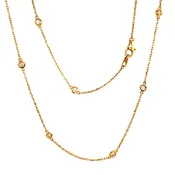 14 Karat Yellow Gold Bezel Set Diamond Necklace 18"