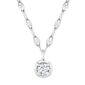 14K White Gold 0.20 Carat Round Diamond Bezel Tinsel Pendant Necklace
