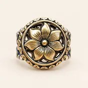 Antique Victorian Picture Button Ring