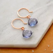 Azure Earrings - 14K gold blue mystic quartz gemstone drop earrings