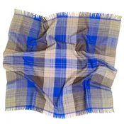 2654 Blue Plaid Cashmere Square Scarf
