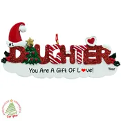 #1 Daughter Red Glittered Christmas Ornament
