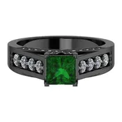 14k Black Gold Square Tsavorite Diamond Ring (1.34 cts tw)