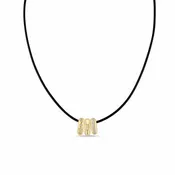 14k 3 Mixed Half Round Slide Bead Leather Cord Necklace