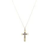 10K Two-Tone Gold Diamond Cross Pendant .10 CTW | Beeghly & Co. Jewelers