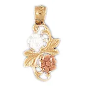 14k Gold Tri Color Flower Design Charm