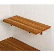 30" Wall Mount Fold Down Teak Shower Bench with Elegant Slot Openings