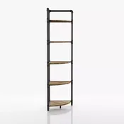 24/7 Shop At Home 63.75" Beeme 5 Tier Corner Bookshelf Sand Black/Light Pure Copper: Industrial Style MDF Storage