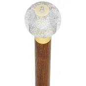 8 Ball Clear Sparkle Round Knob Cane w/ Custom Color Ash Shaft & Collar