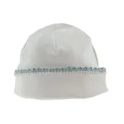 Baby Boys White Blue Take Home Beanie Hat Crochet Trim