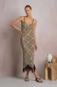 Aleki Crochet Midi Dress Black White Combo