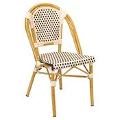 Aluminum Bamboo Patio Chair with Black and Cream Rattan