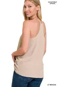 ADJUSTABLE STRAP V-NECK CAMI TOP (LT MOCHA)