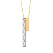 14K Two Tone Gold and Diamond Bar Pendant — Croft & Stern Jewelry Designs