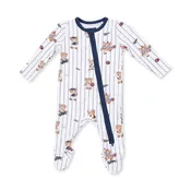 2 Way Ruffle Back Zipper Footie-Sports Bear