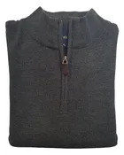 1/4 Zip Mock Sweater in Charcoal Cotton Blend
