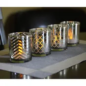 12pc Glass Votive Candle Holders, Silver