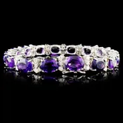 14K 26.60ctw Amethyst and 1.12ctw Diamond Bracelet