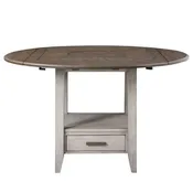 Abacus - Drop Leaf Counter Table - Alabaster / Honey