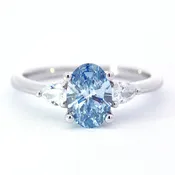 Fancy Blue 1.02 Carat Oval Diamond Engagement Ring 1.26 CTW in Platinum