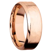 14K Rose Gold with Hammer , Polish Finish