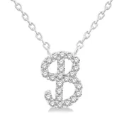 10K White Gold 'B' Initial Diamond Necklace