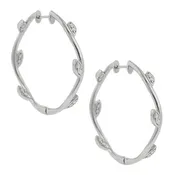 14K Gold 35mm Diamond Leaf Design Hoop Earrings (.41cttw Diamonds IJ/SI2–SI3)
