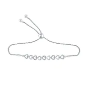 0.02Ctw-Diamond Heart Gift Bolo Bracelet (9.50 Inch) (1.96 grams)