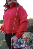 Clear Stadium Crossbody Bag in Red