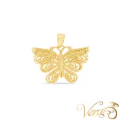 10K Yellow Gold Butterfly Pendant – 20mm