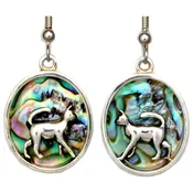 Abalone Inlay Silver-Plated Cat Earrings