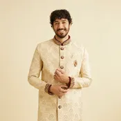 Beige Embellished Sherwani