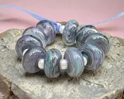 10 Hydrangea Pink Swirls Lampwork Beads Set SRA