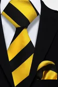 Black &amp; Gold Striped Tie Set – 2 Piece