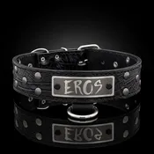1.5" Wide Studded Leather Nameplate Dog Collar (V16)