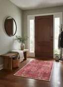 2' x 3' Deep Red Blush Pink Vintage Tribal Area Rug